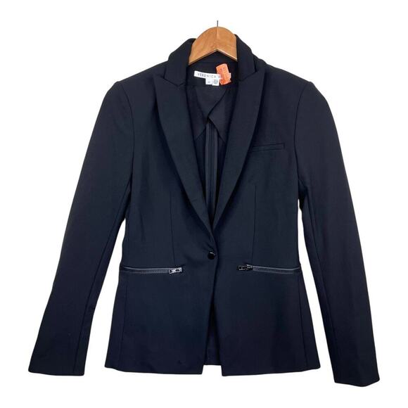 Veronica Beard Black Iconic Scuba Dickey Jacket Blazer Bi-Stretch Womens Size 00 - Picture 1 of 15